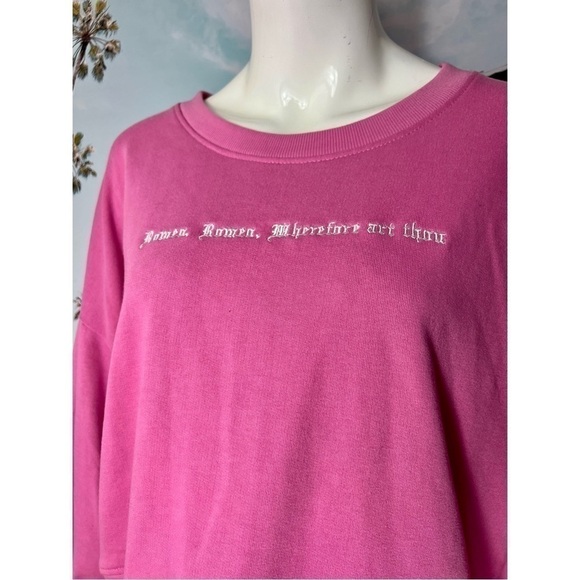 Missguided Rose Pink Romeo Cropped Pullover Relaxed Sweatshirt Size 12 Large - Picture 4 of 9